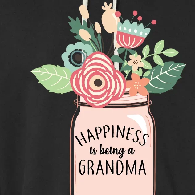 Happiness Is Being A Grandma Flower Garment-Dyed Fleece Hoodie