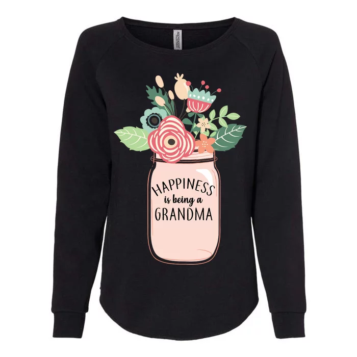 Happiness Is Being A Grandma Flower Womens California Wash Sweatshirt