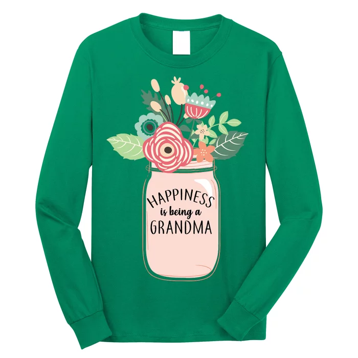 Happiness Is Being A Grandma Flower Long Sleeve Shirt