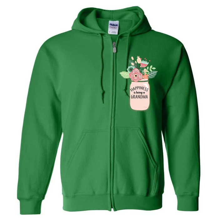 Happiness Is Being A Grandma Flower Full Zip Hoodie