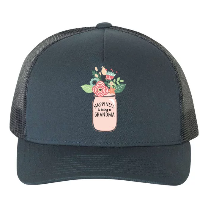 Happiness Is Being A Grandma Flower Yupoong Adult 5-Panel Trucker Hat