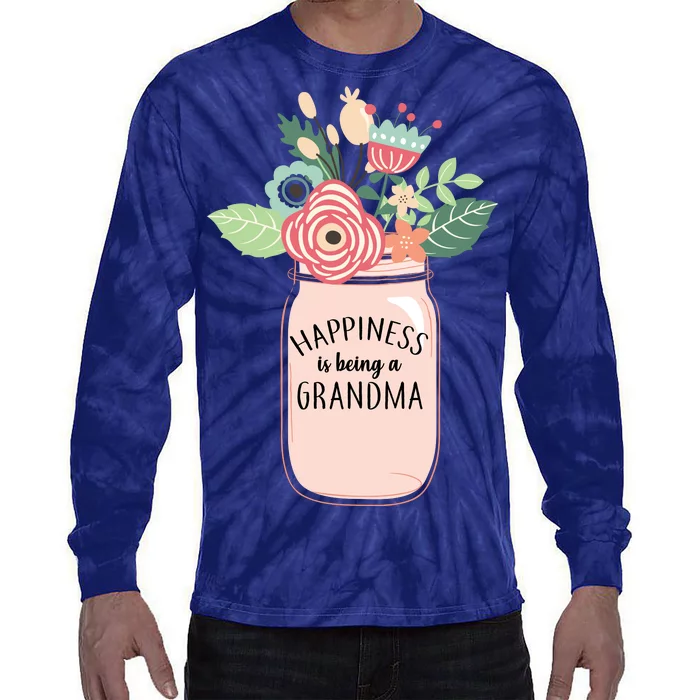 Happiness Is Being A Grandma Flower Tie-Dye Long Sleeve Shirt