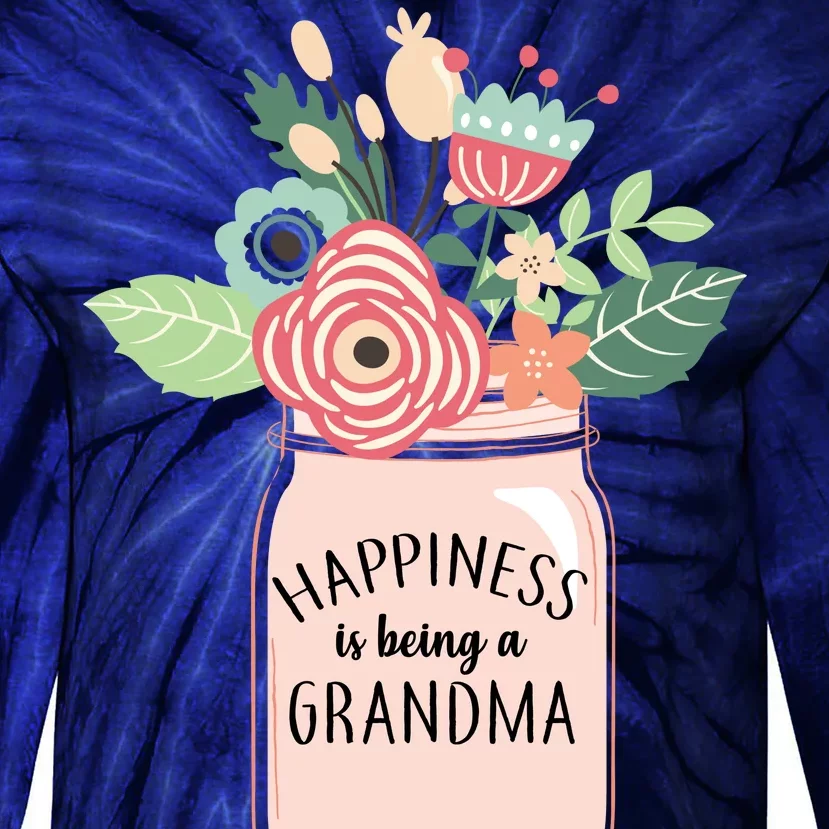 Happiness Is Being A Grandma Flower Tie-Dye Long Sleeve Shirt