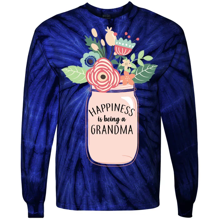 Happiness Is Being A Grandma Flower Tie-Dye Long Sleeve Shirt