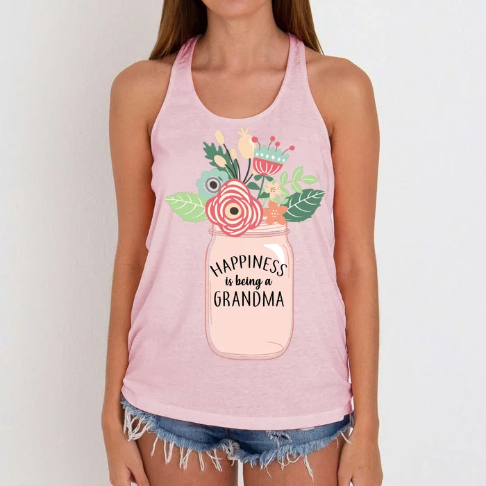 Happiness Is Being A Grandma Flower Women's Knotted Racerback Tank