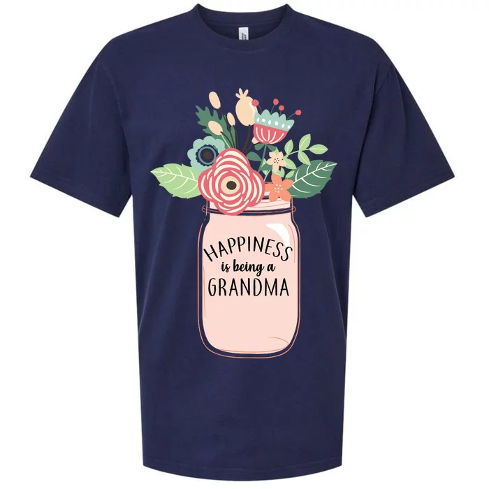 Happiness Is Being A Grandma Flower Sueded Cloud Jersey T-Shirt