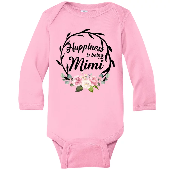 Happiness Is Being A Mimi Baby Long Sleeve Bodysuit