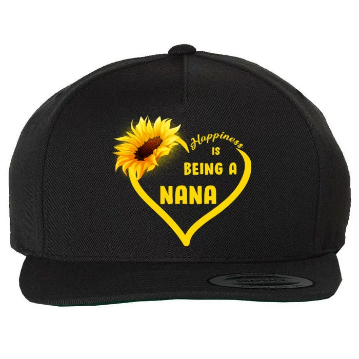 Happiness Is Being Called Nana Sunflower Wool Snapback Cap