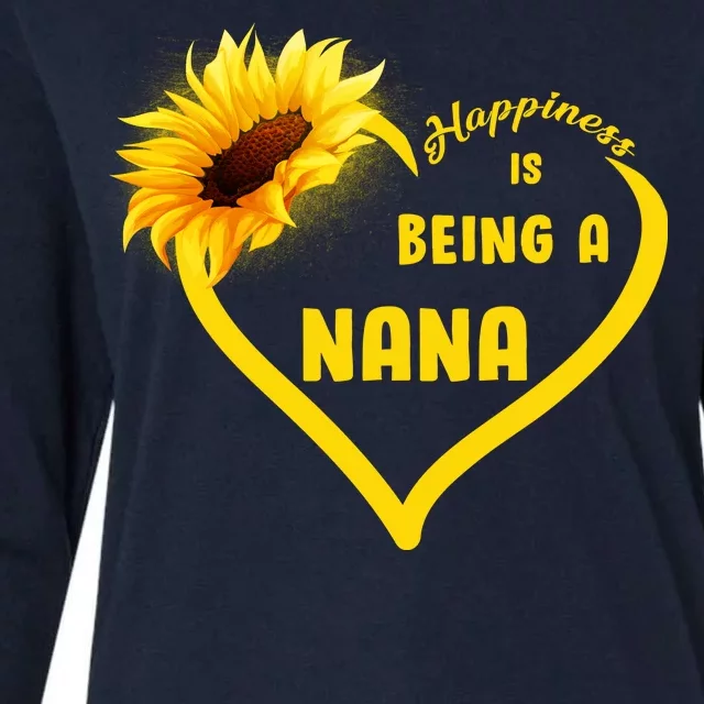 Happiness Is Being Called Nana Sunflower Womens Cotton Relaxed Long Sleeve T-Shirt