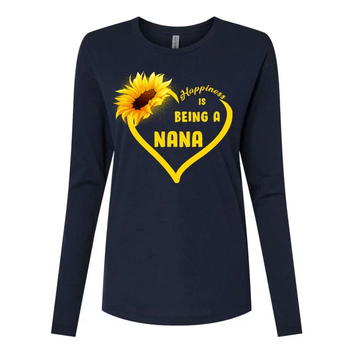 Happiness Is Being Called Nana Sunflower Womens Cotton Relaxed Long Sleeve T-Shirt