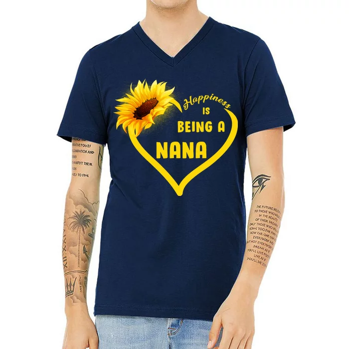 Happiness Is Being Called Nana Sunflower V-Neck T-Shirt