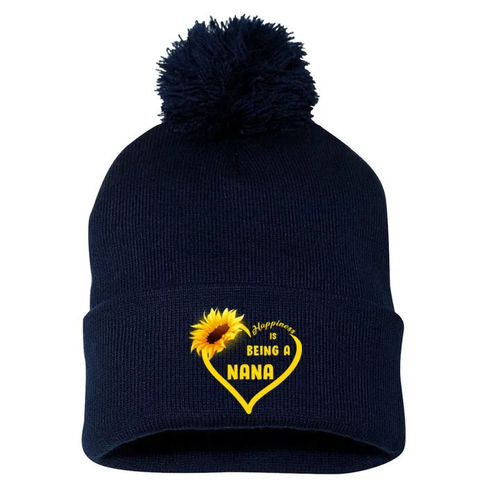 Happiness Is Being Called Nana Sunflower Pom Pom 12in Knit Beanie