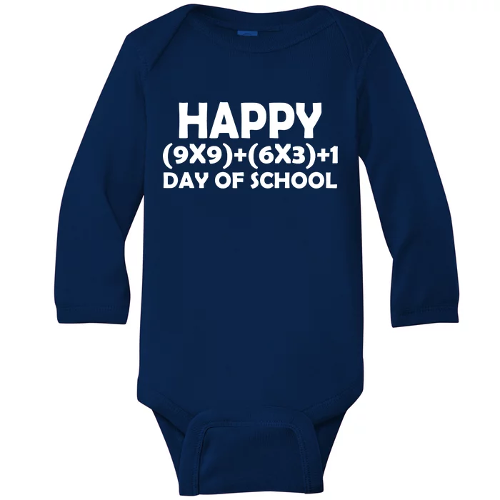 Happy 100 Days Of School Math Equation Baby Long Sleeve Bodysuit