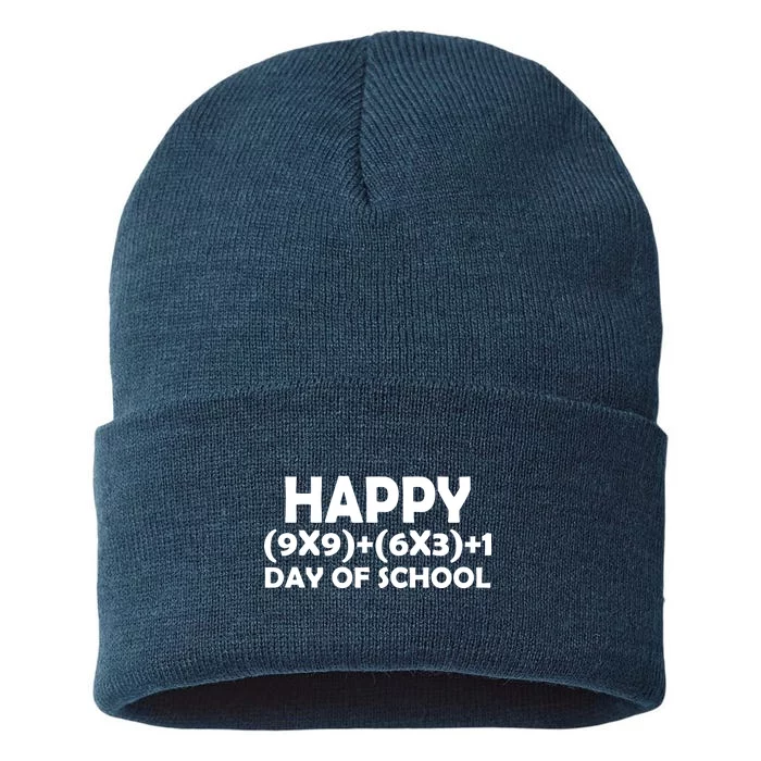 Happy 100 Days Of School Math Equation Sustainable Knit Beanie