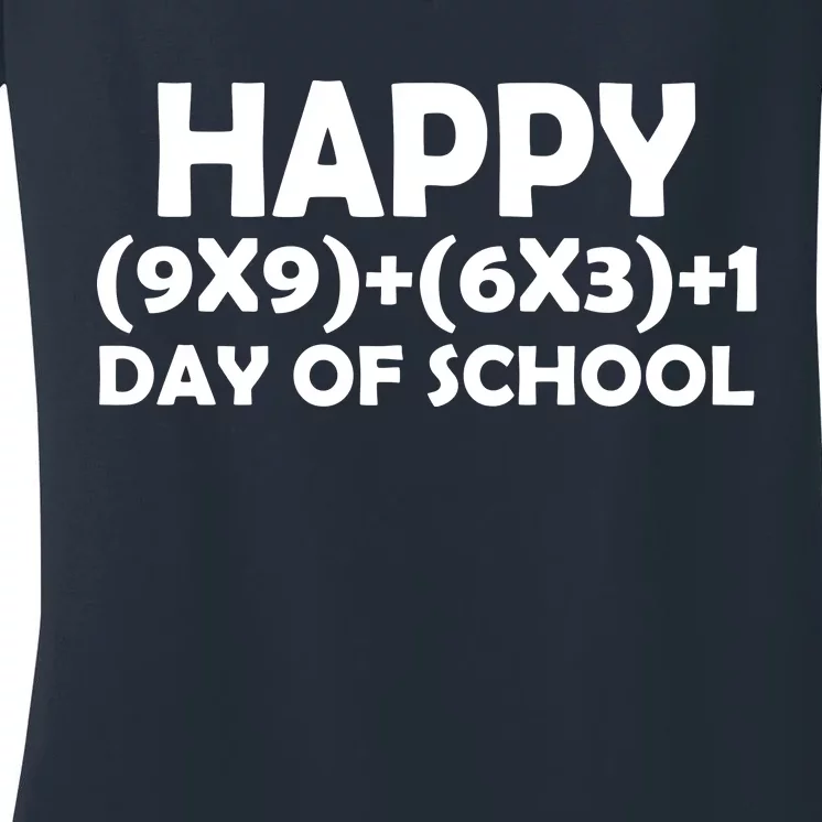 Happy 100 Days Of School Math Equation Women's V-Neck T-Shirt