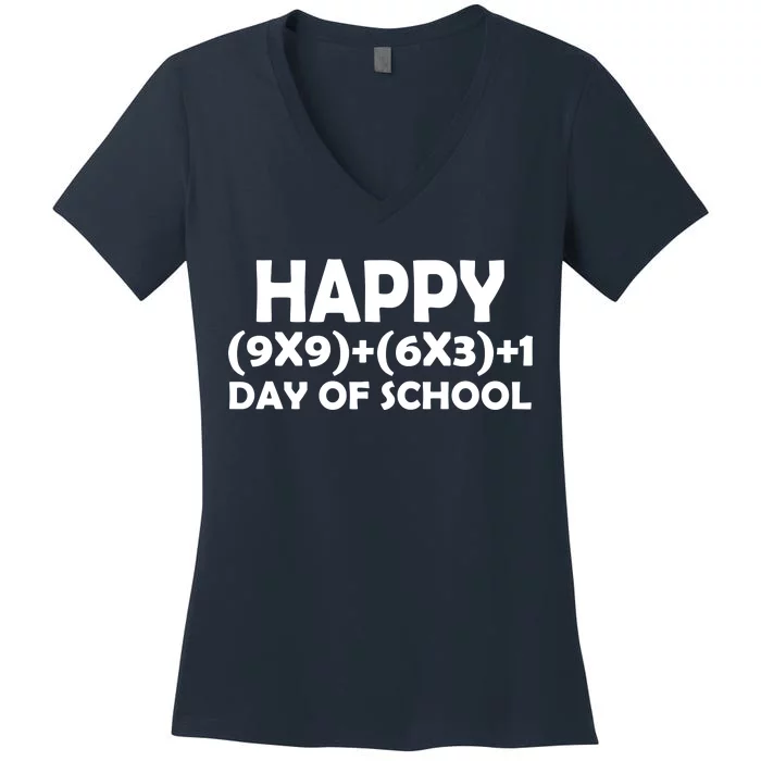 Happy 100 Days Of School Math Equation Women's V-Neck T-Shirt