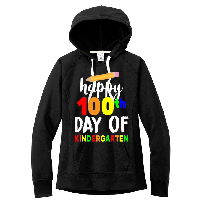 Happy 100th Day Of Kindergarten Pencil Women's Fleece Hoodie