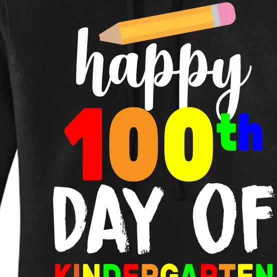 Happy 100th Day Of Kindergarten Pencil Women's Pullover Hoodie