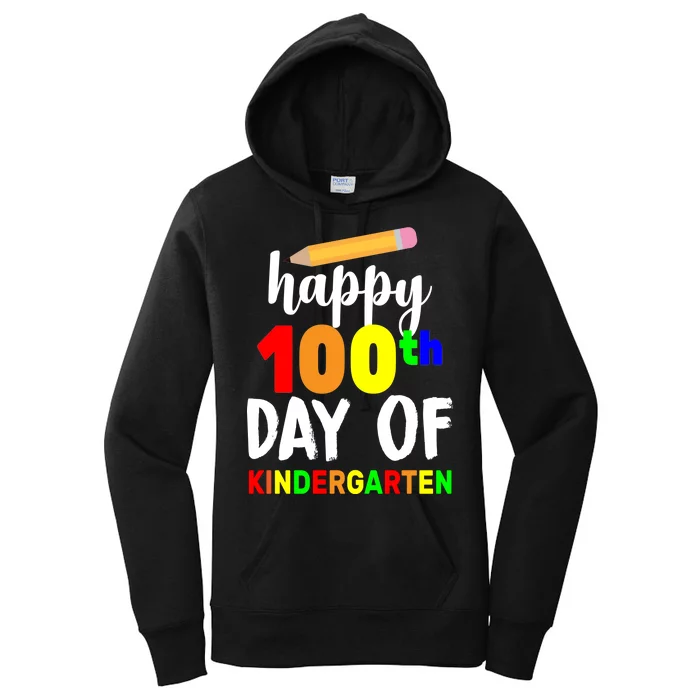 Happy 100th Day Of Kindergarten Pencil Women's Pullover Hoodie