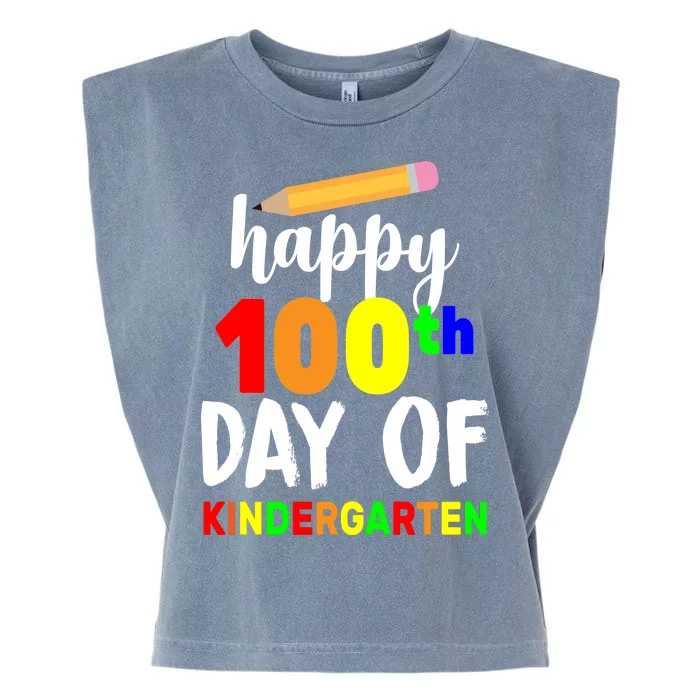 Happy 100th Day Of Kindergarten Pencil Garment-Dyed Women's Muscle Tee