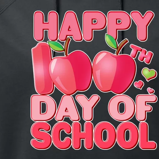 Happy 100th Day of School Cute Apples Performance Fleece Hoodie