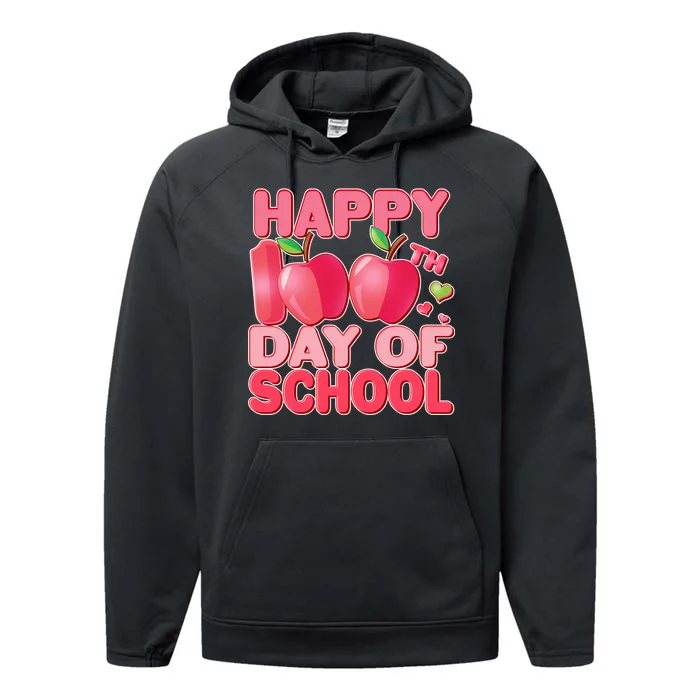 Happy 100th Day of School Cute Apples Performance Fleece Hoodie