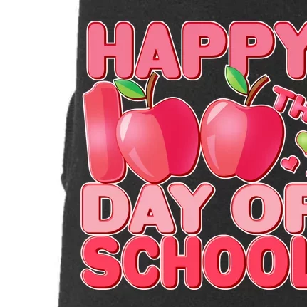 Happy 100th Day of School Cute Apples Doggie 3-End Fleece Hoodie