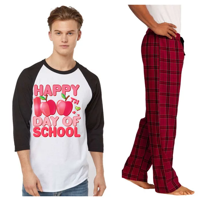 Happy 100th Day of School Cute Apples Raglan Sleeve Pajama Set