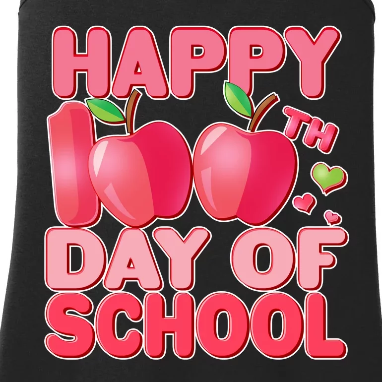 Happy 100th Day of School Cute Apples Ladies Essential Tank