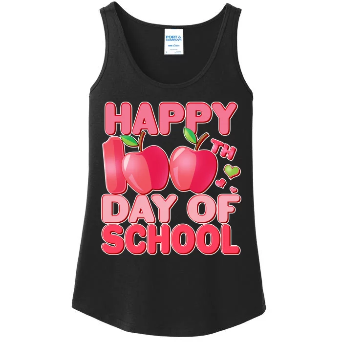 Happy 100th Day of School Cute Apples Ladies Essential Tank