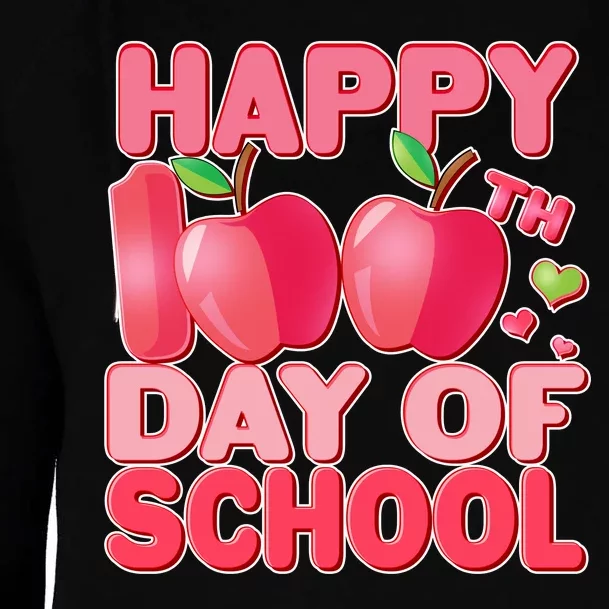 Happy 100th Day of School Cute Apples Womens Funnel Neck Pullover Hood