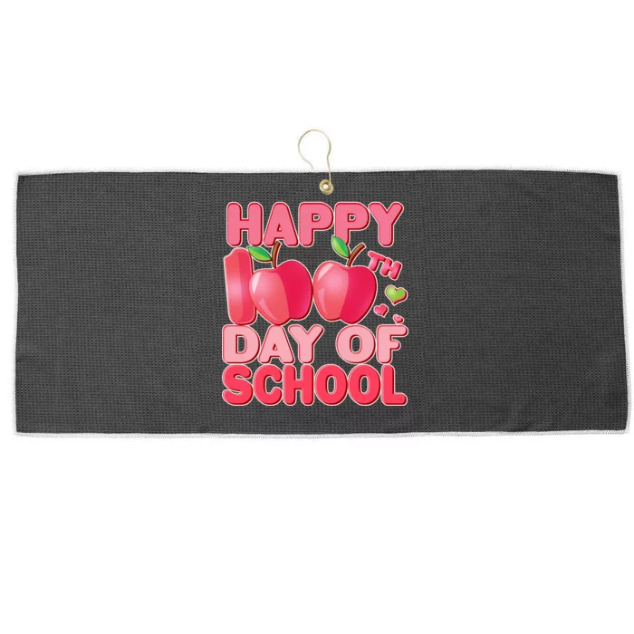 Happy 100th Day of School Cute Apples Large Microfiber Waffle Golf Towel