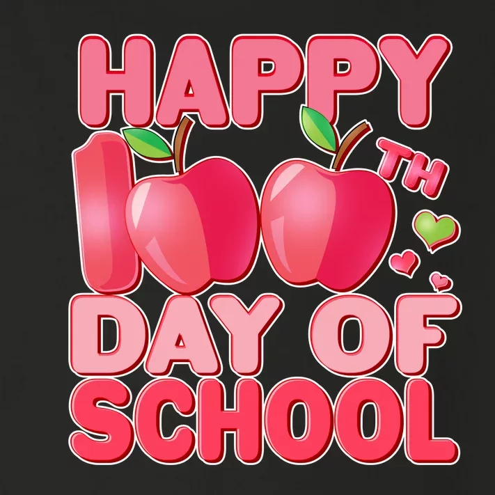 Happy 100th Day of School Cute Apples Toddler Long Sleeve Shirt