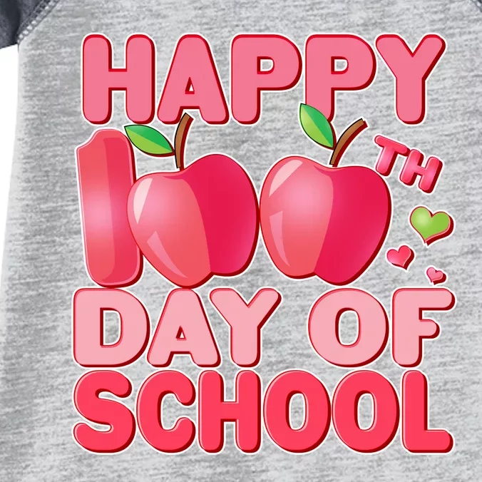 Happy 100th Day of School Cute Apples Infant Baby Jersey Bodysuit