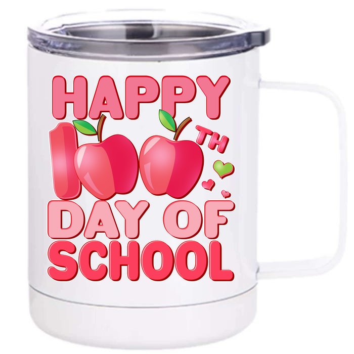 Happy 100th Day of School Cute Apples Front & Back 12oz Stainless Steel Tumbler Cup