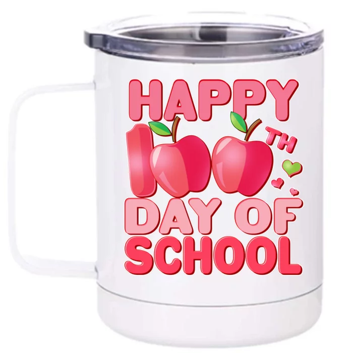 Happy 100th Day of School Cute Apples Front & Back 12oz Stainless Steel Tumbler Cup