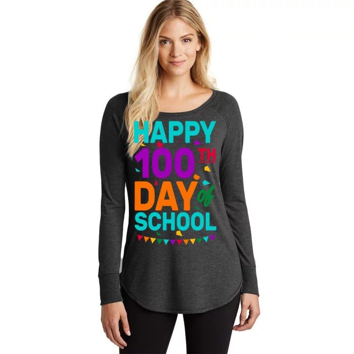 Happy 100th Day Of School For Teacher Or Child Women's Perfect Tri Tunic Long Sleeve Shirt