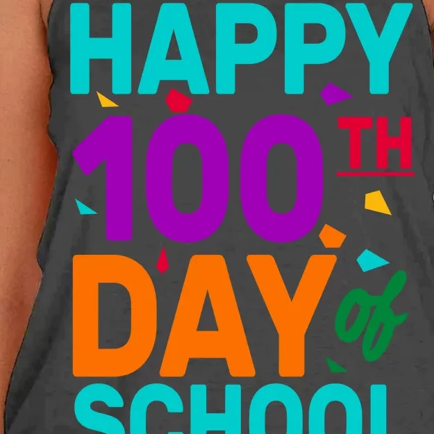 Happy 100th Day Of School For Teacher Or Child Women's Knotted Racerback Tank