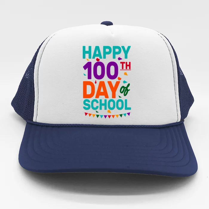 Happy 100th Day Of School For Teacher Or Child Trucker Hat