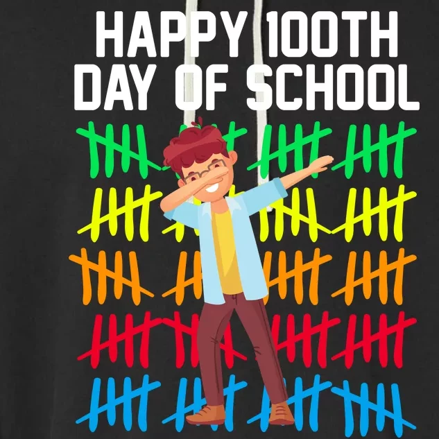 Happy 100th Day Of School Tally Marks Garment-Dyed Fleece Hoodie