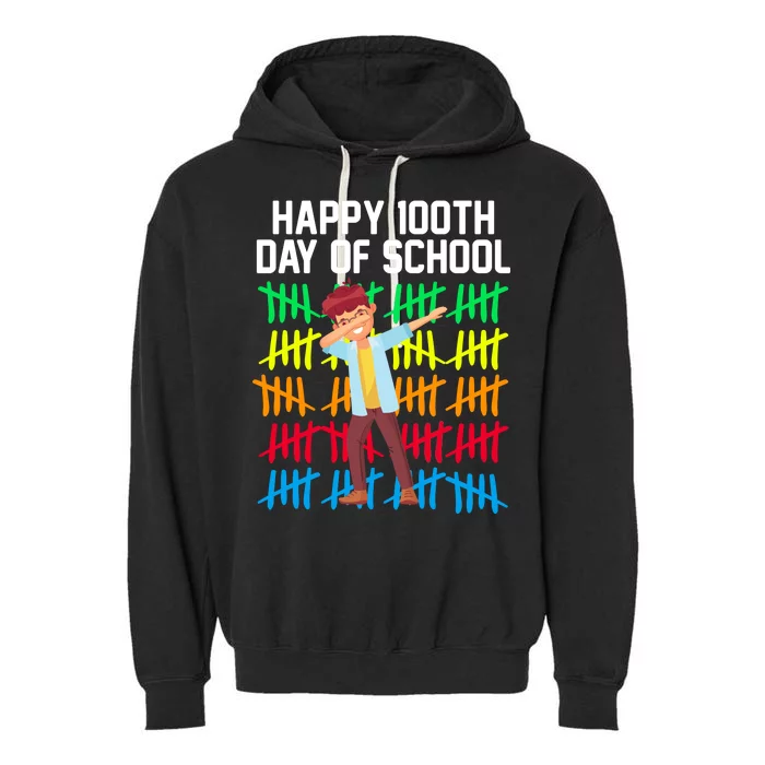 Happy 100th Day Of School Tally Marks Garment-Dyed Fleece Hoodie