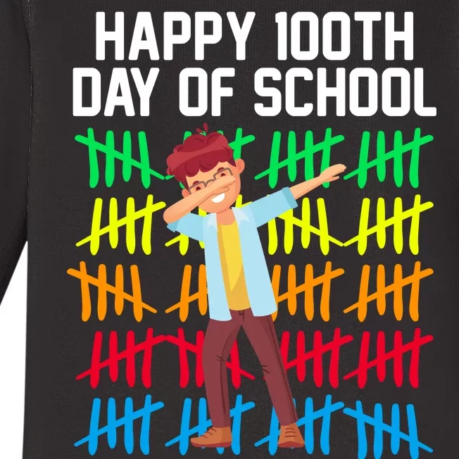 Happy 100th Day Of School Tally Marks Baby Long Sleeve Bodysuit