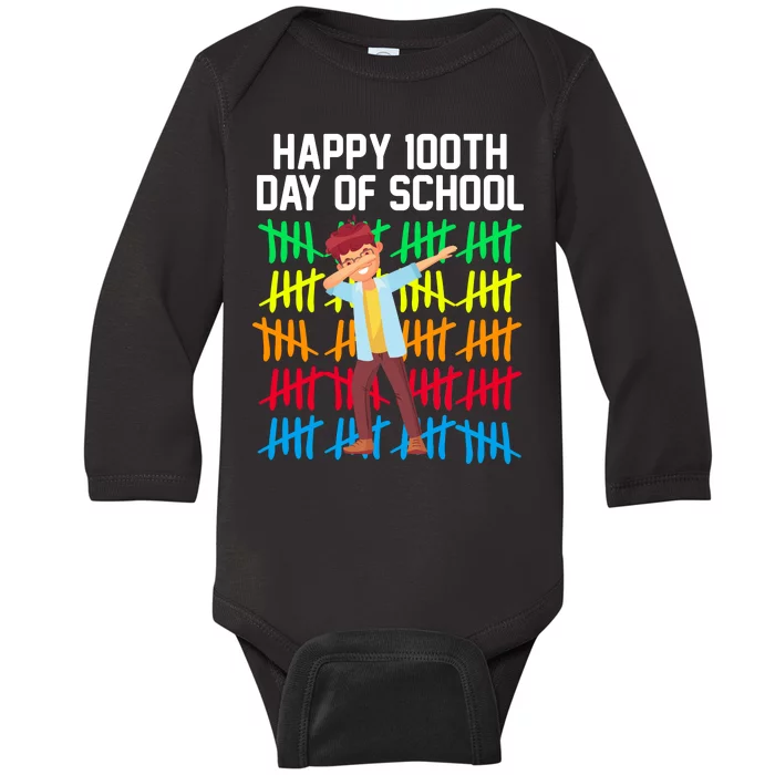 Happy 100th Day Of School Tally Marks Baby Long Sleeve Bodysuit