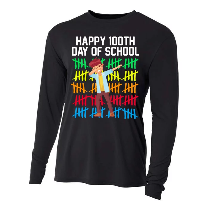 Happy 100th Day Of School Tally Marks Cooling Performance Long Sleeve Crew