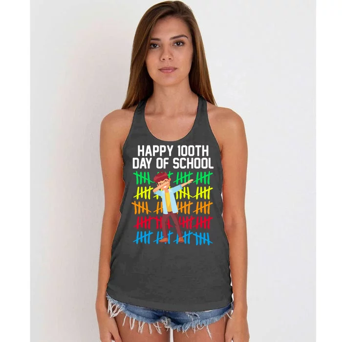 Happy 100th Day Of School Tally Marks Women's Knotted Racerback Tank