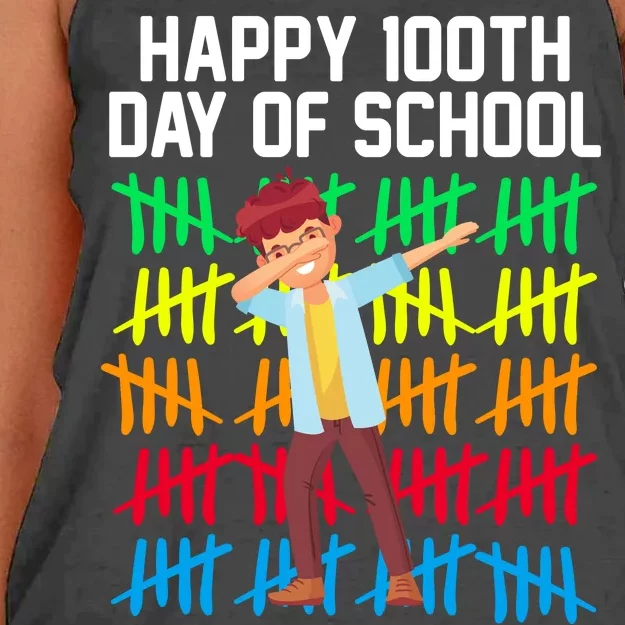 Happy 100th Day Of School Tally Marks Women's Knotted Racerback Tank