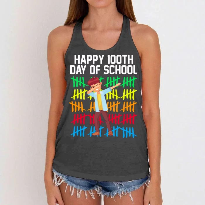 Happy 100th Day Of School Tally Marks Women's Knotted Racerback Tank