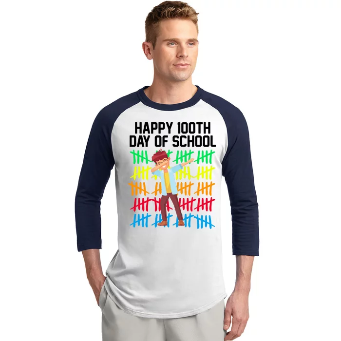 Happy 100th Day Of School Tally Marks Baseball Sleeve Shirt