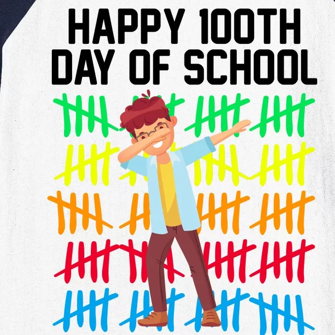 Happy 100th Day Of School Tally Marks Baseball Sleeve Shirt