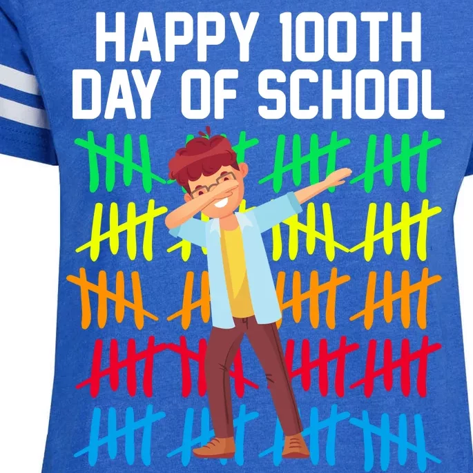 Happy 100th Day Of School Tally Marks Enza Ladies Jersey Football T-Shirt